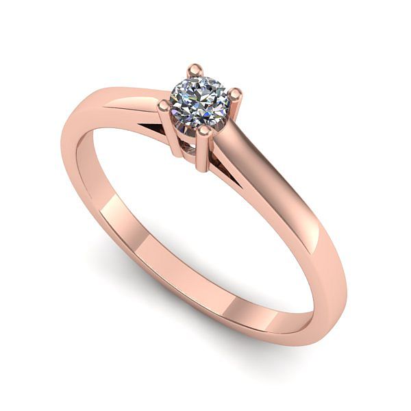 Inel logodna din aur roz cu diamant