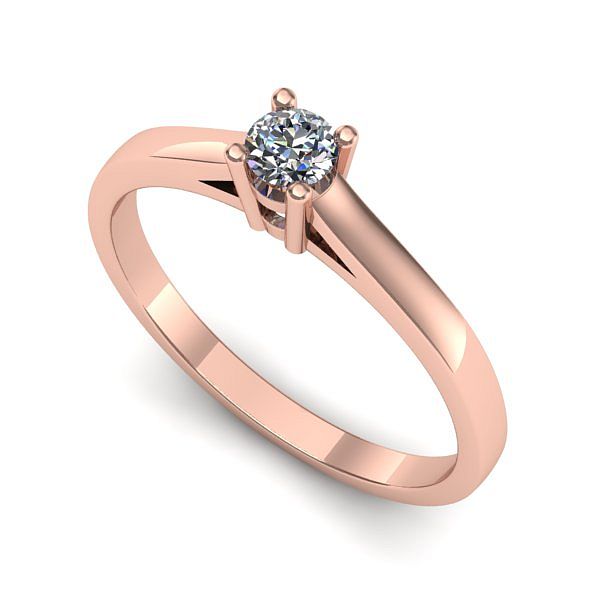 Inel de logodna din aur roz cu diamant