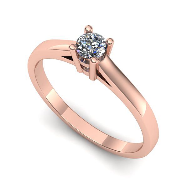 Inel de logodna din aur roz cu diamant