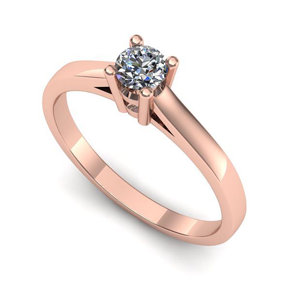 Inel din aur roz cu diamant