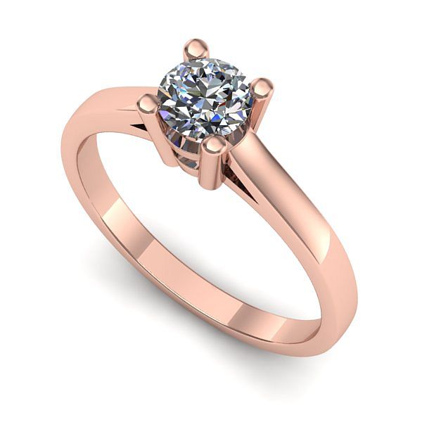 Inel de logodna din aur roz cu diamant