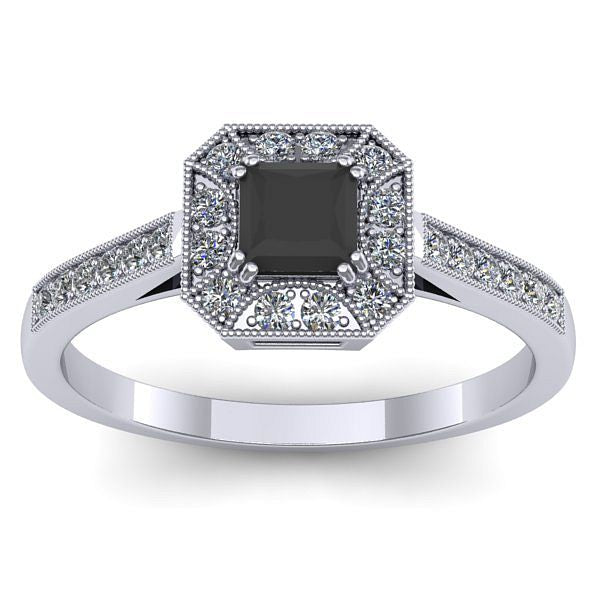 Inel logodna cu diamant negru patrat