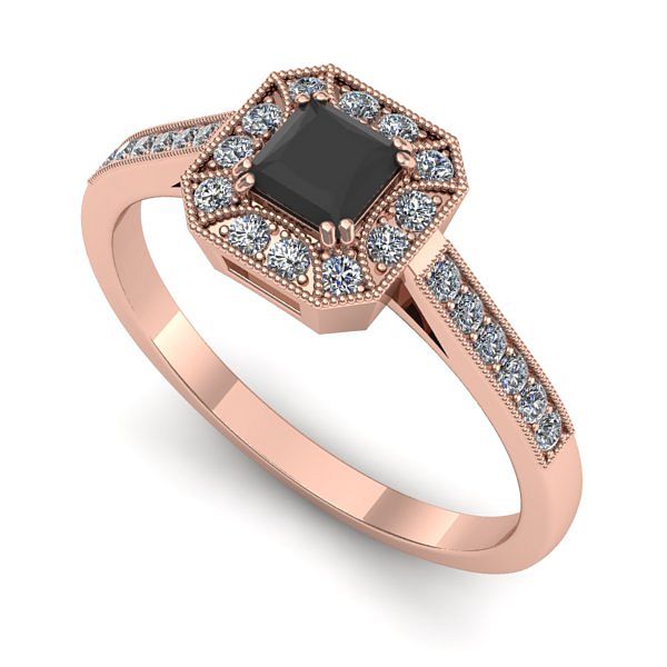 Inel din aur roz cu diamant negru