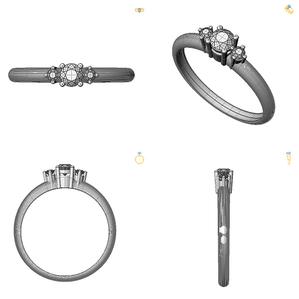 Inel logodna 3stone cu safir galben