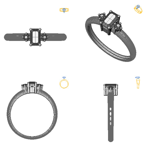 Inel 3stone cu aquamarin