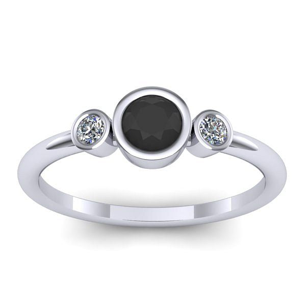 Inel logodna cu diamant negru rotund