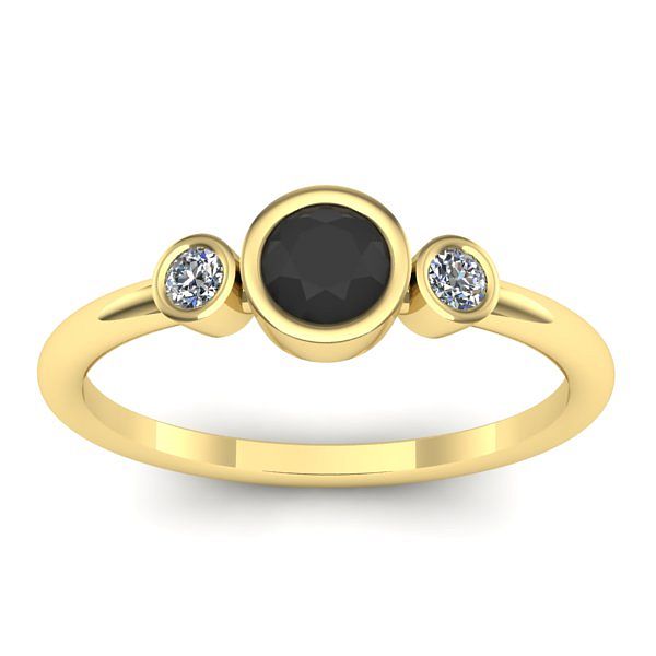 Inel cu diamant negru rotund