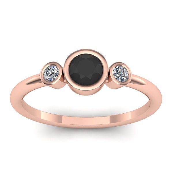 Inel de logodna cu diamant negru rotund