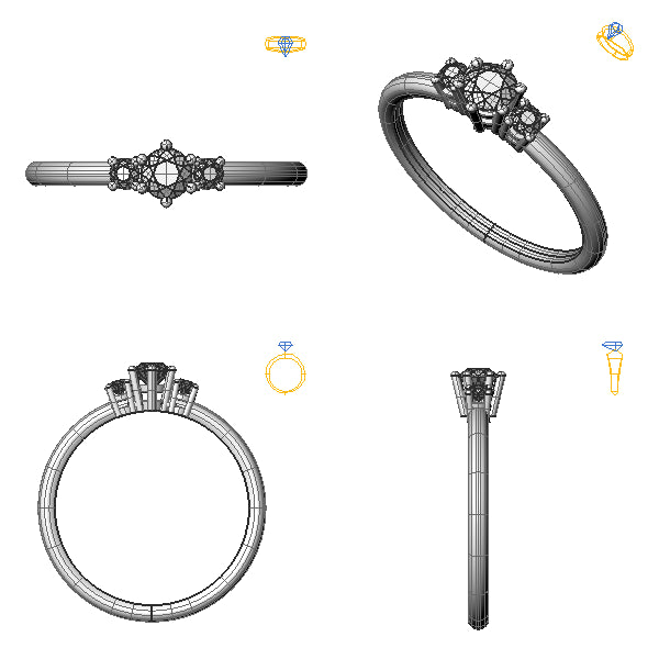 Inel de logodna 3stone cu diamant