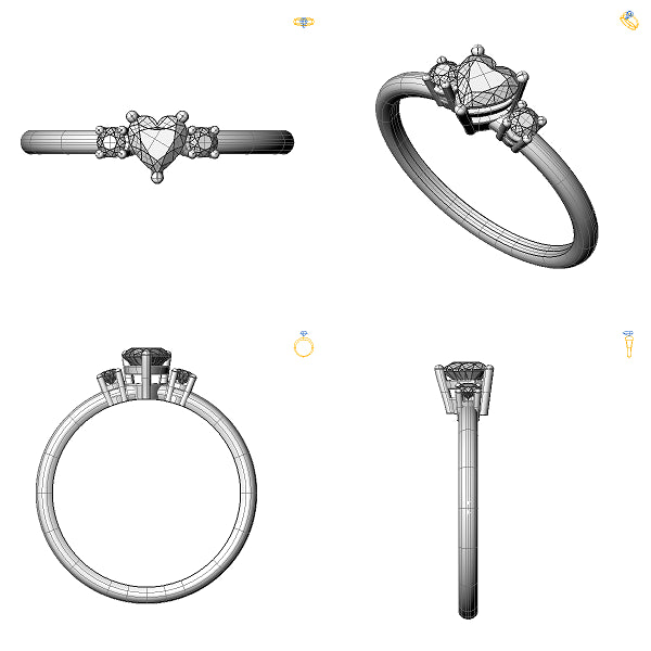 Inel 3stone cu diamant negru