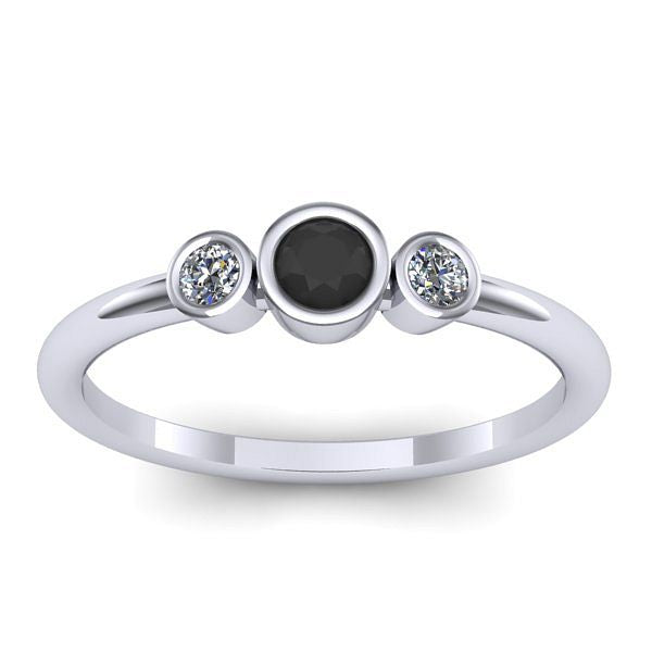 Inel logodna cu diamant negru rotund