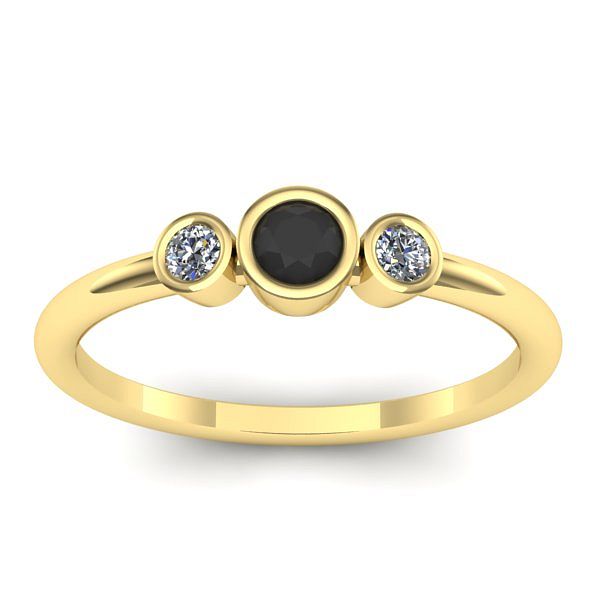 Inel de logodna cu diamant negru rotund
