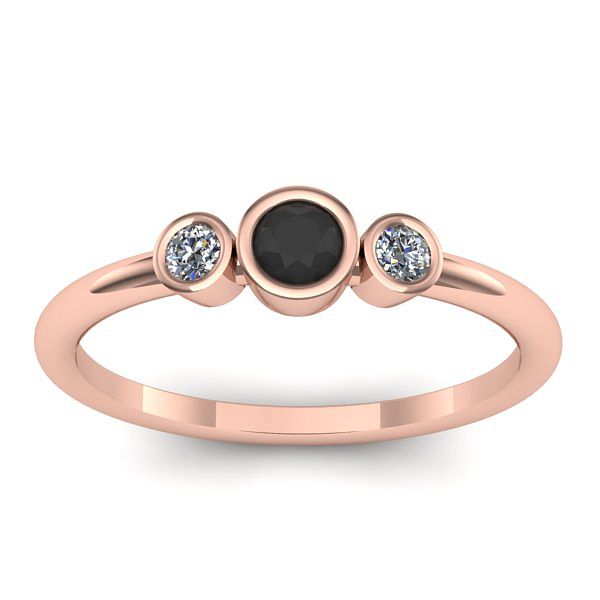 Inel cu diamant negru rotund