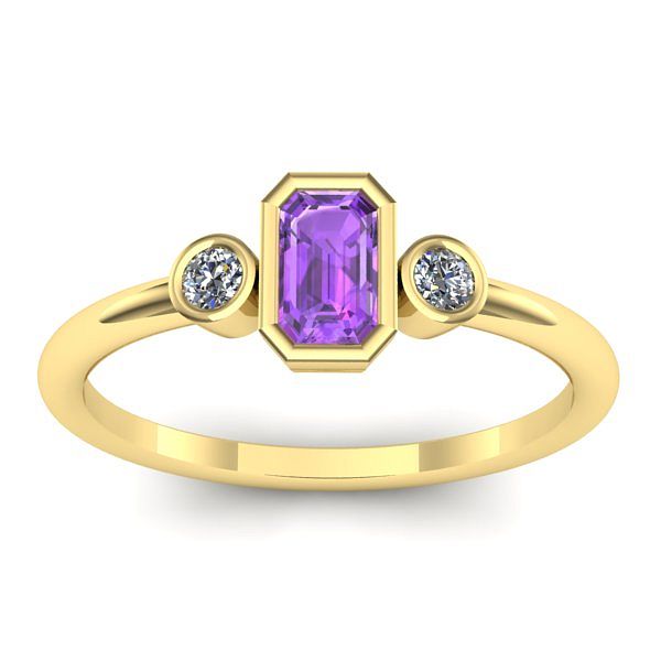 Inel cu ametist dreptunghiular