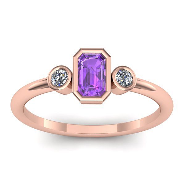 Inel cu ametist dreptunghiular