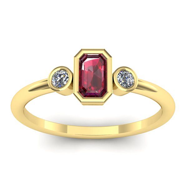 Inel de logodna cu rubin dreptunghiular