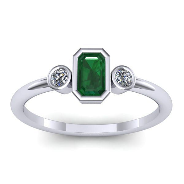 Inel de logodna cu smarald dreptunghiular