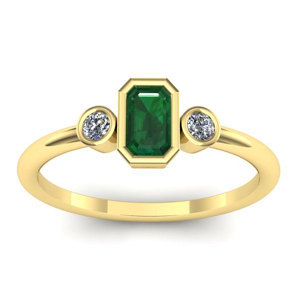 Inel logodna cu smarald dreptunghiular