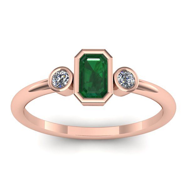 Inel logodna cu smarald dreptunghiular