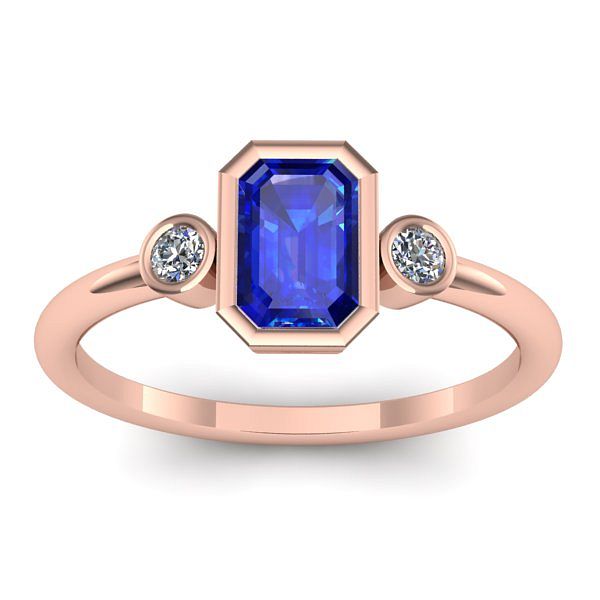 Inel logodna cu safir dreptunghiular