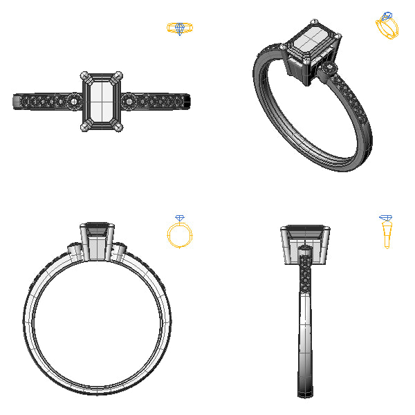 Inel de logodna sidestone cu safir galben