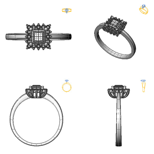Inel halo cu diamant negru