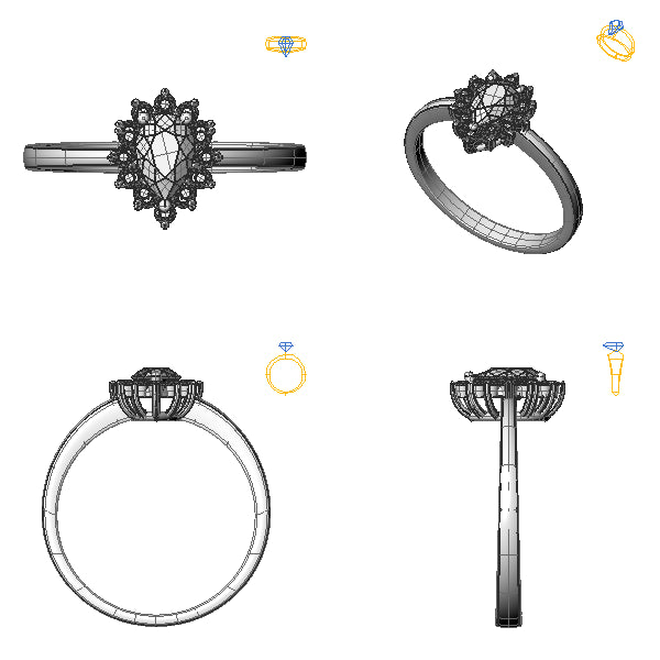 Inel halo cu diamant de laborator