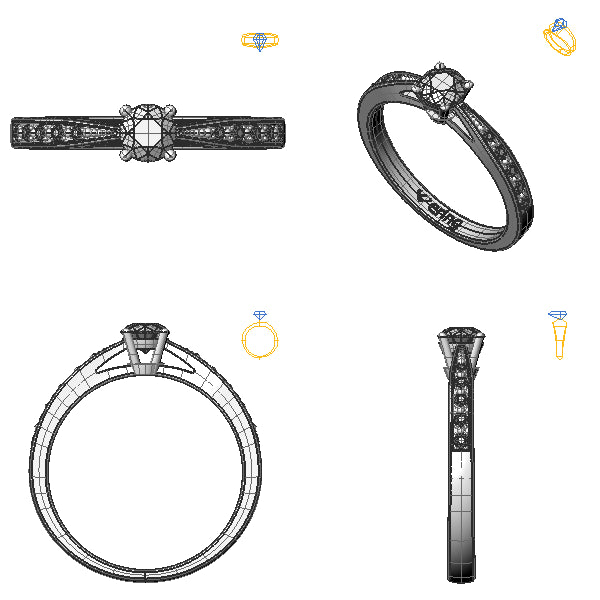 Inel de logodna sidestone cu diamant negru