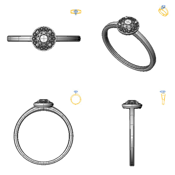 Inel halo cu diamant negru