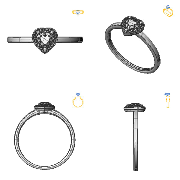 Inel halo cu diamant negru