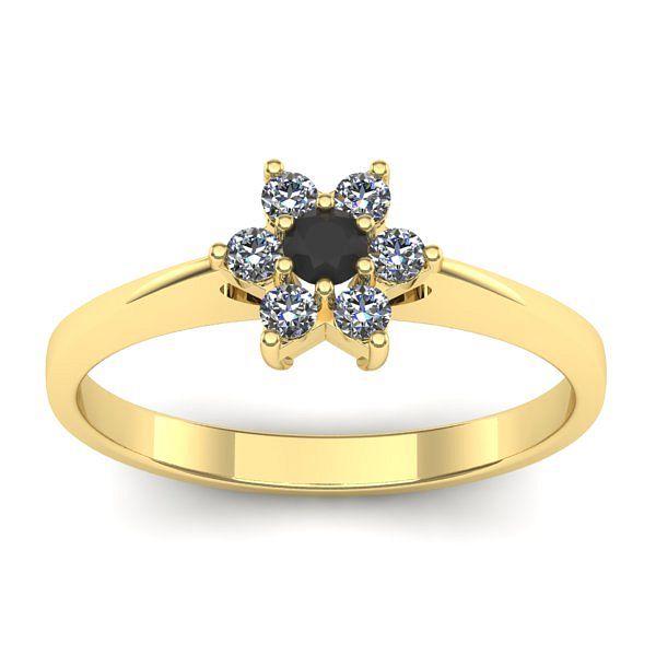 Inel cu diamant negru rotund