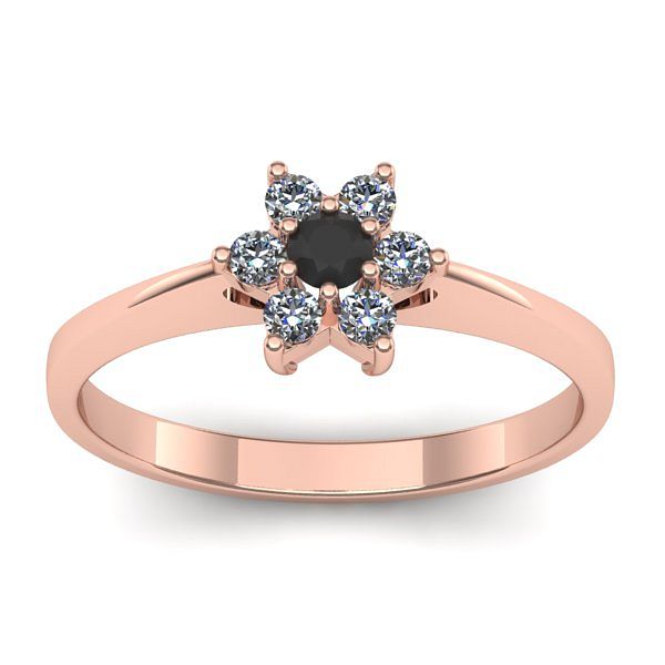 Inel de logodna cu diamant negru rotund