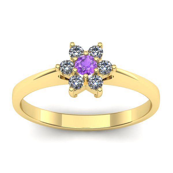 Inel de logodna cu ametist rotund