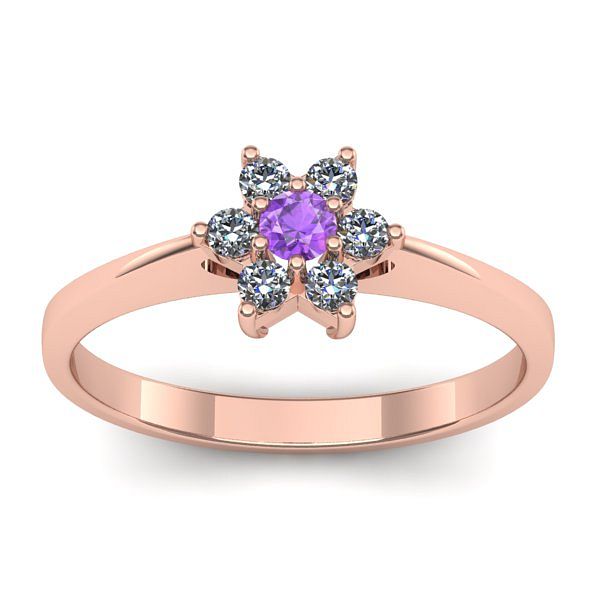 Inel logodna cu ametist rotund