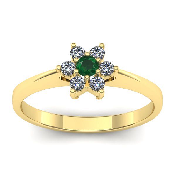 Inel logodna cu smarald rotund