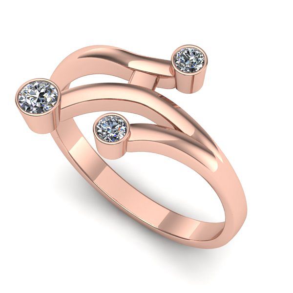 Inel de logodna din aur roz cu diamant