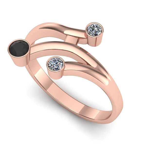 Inel din aur roz cu diamant negru