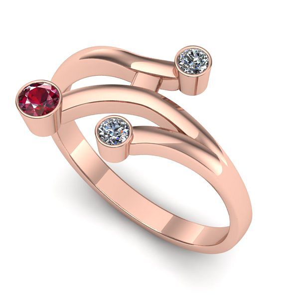 Inel logodna din aur roz cu rubin