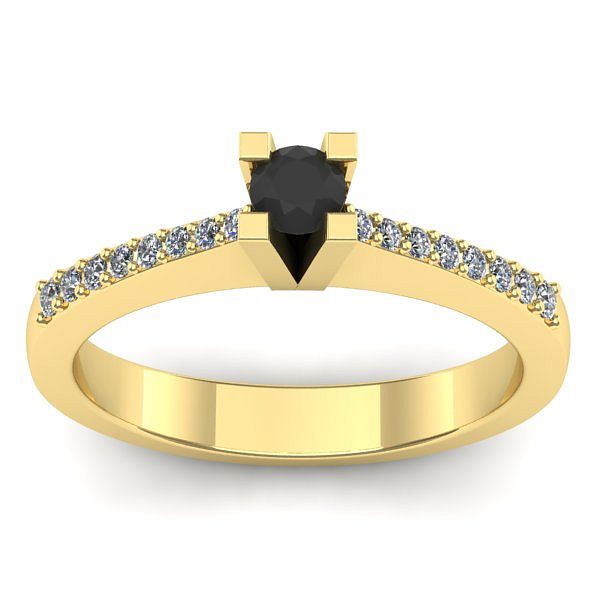 Inel cu diamant negru rotund