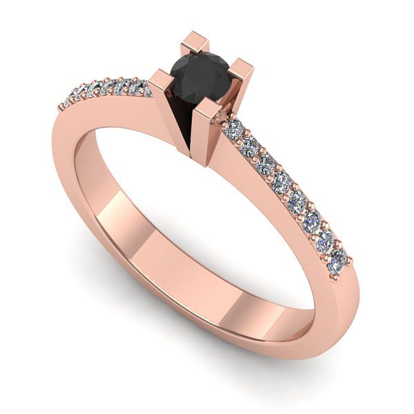 Inel din aur roz cu diamant negru