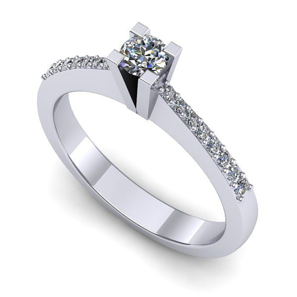 Inel logodna din aur alb cu diamant