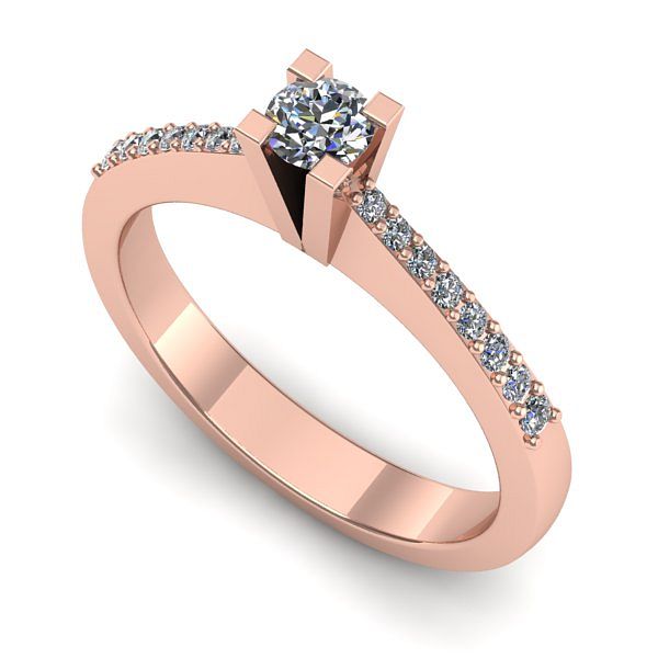 Inel logodna din aur roz cu diamant