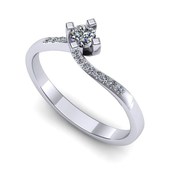 Inel de logodna din aur alb cu diamant