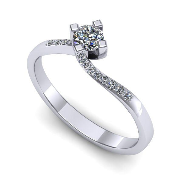 Inel logodna din aur alb cu diamant