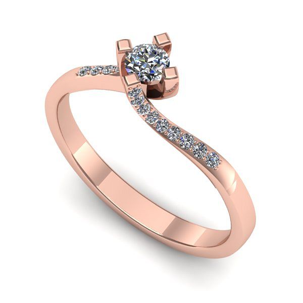 Inel din aur roz cu diamant