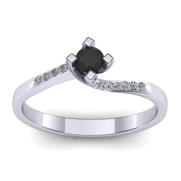 Inel de logodna cu diamant negru rotund