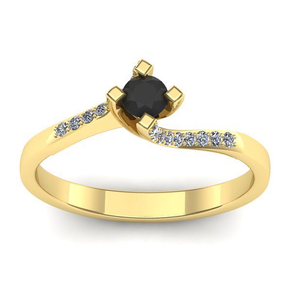 Inel de logodna cu diamant negru rotund