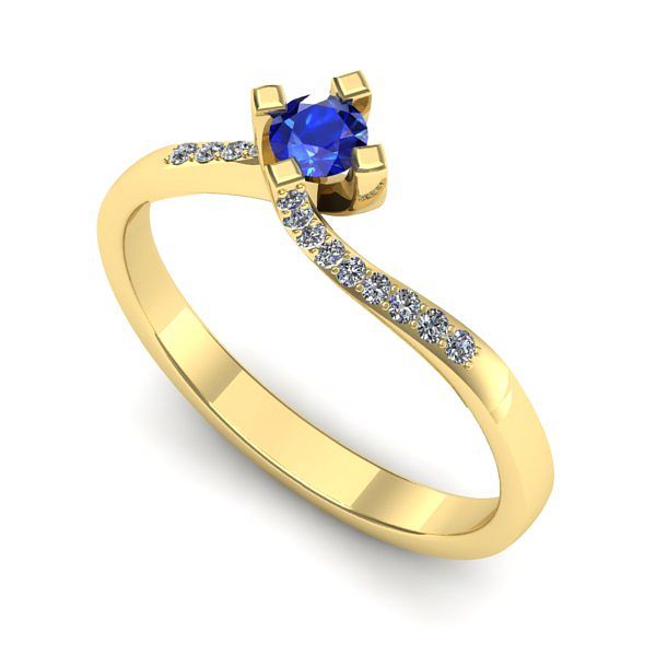 Inel de logodna din aur galben cu safir