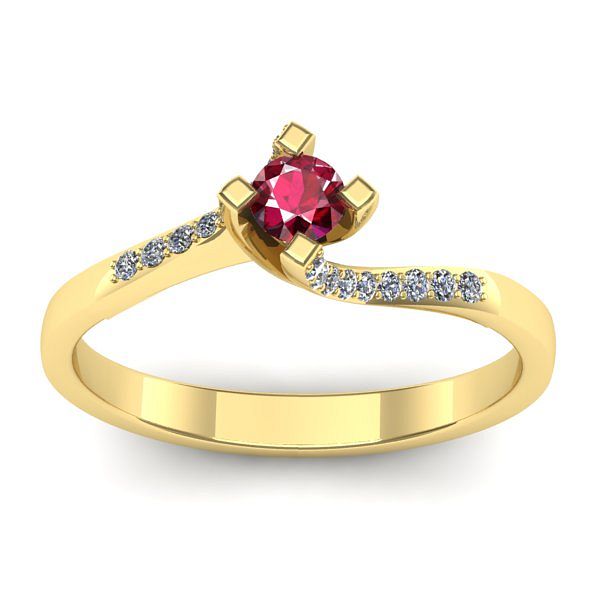 Inel de logodna cu rubin rotund