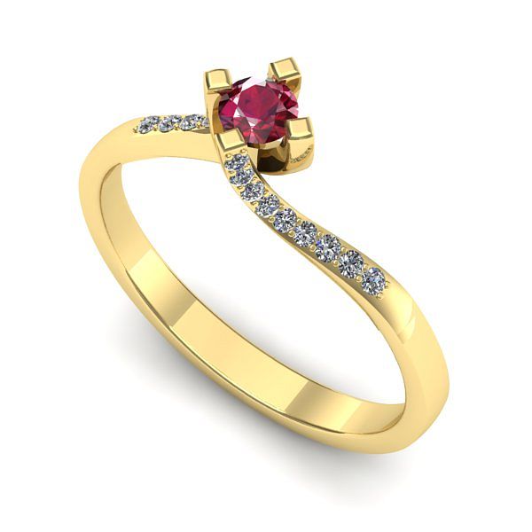 Inel din aur galben cu rubin